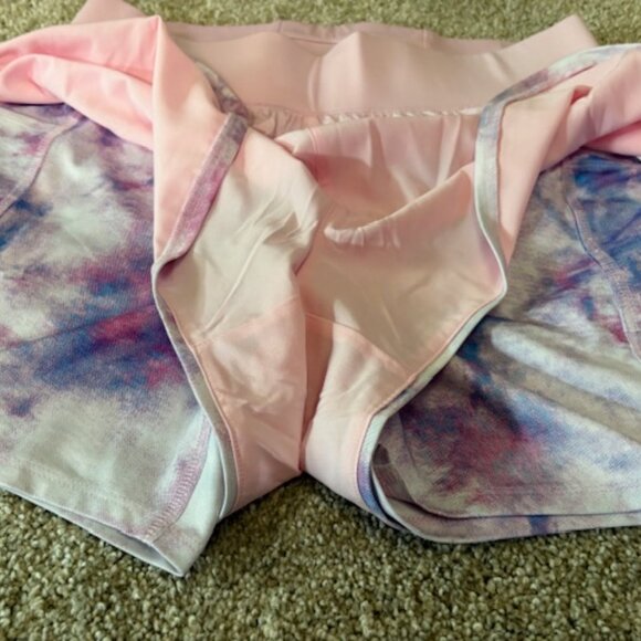 NEW TEK GEAR WORKOUT GEAR WOMENS PINK SKORT. TIE-DYE SHORTS W/POCKETS. SZ. L - Picture 2 of 3
